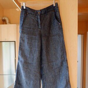 Armani  Y2K 2009 Wide Leg 100% Linen Pants Sz. 4 denim blue